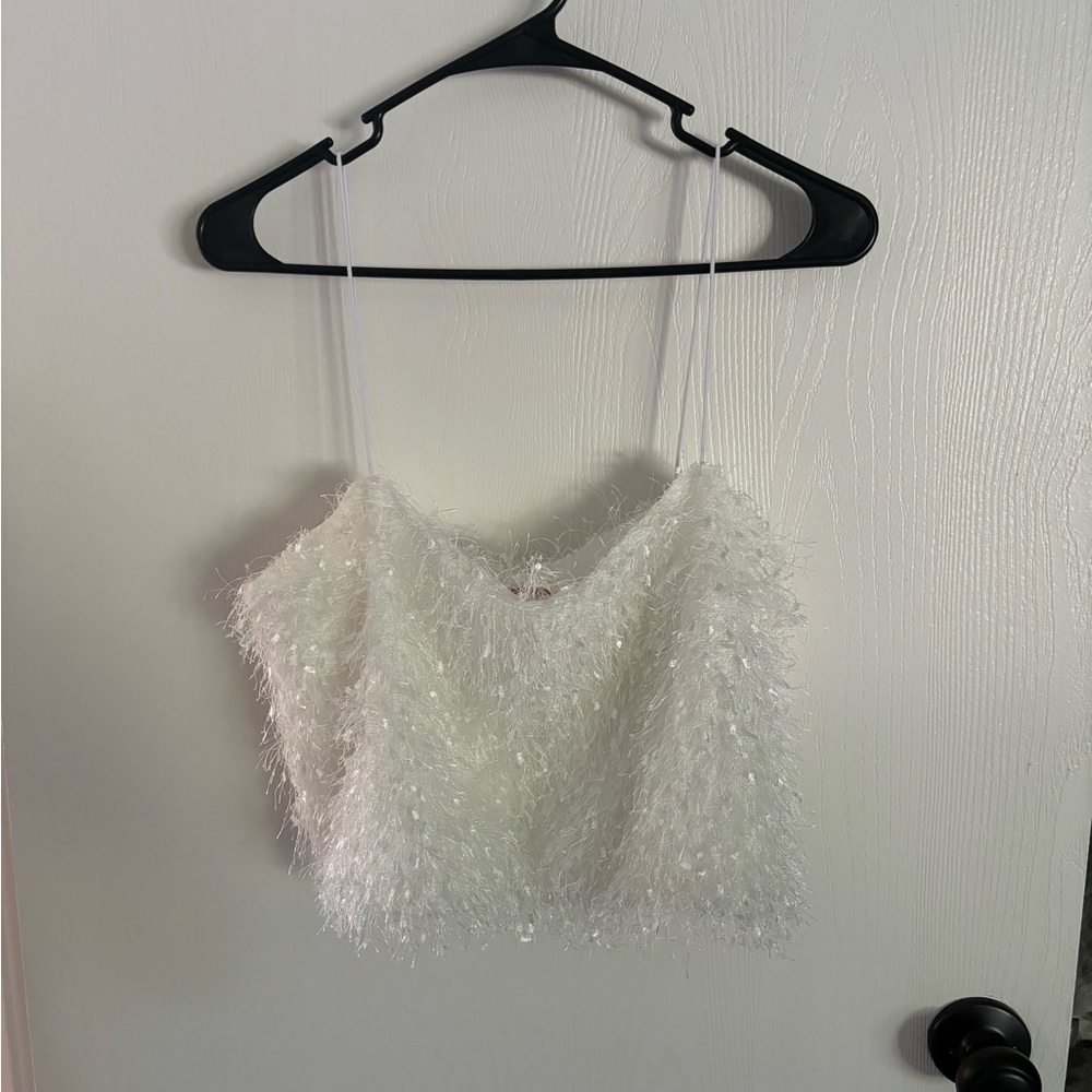 Show Me Your Mumu White Frilly Crop Top